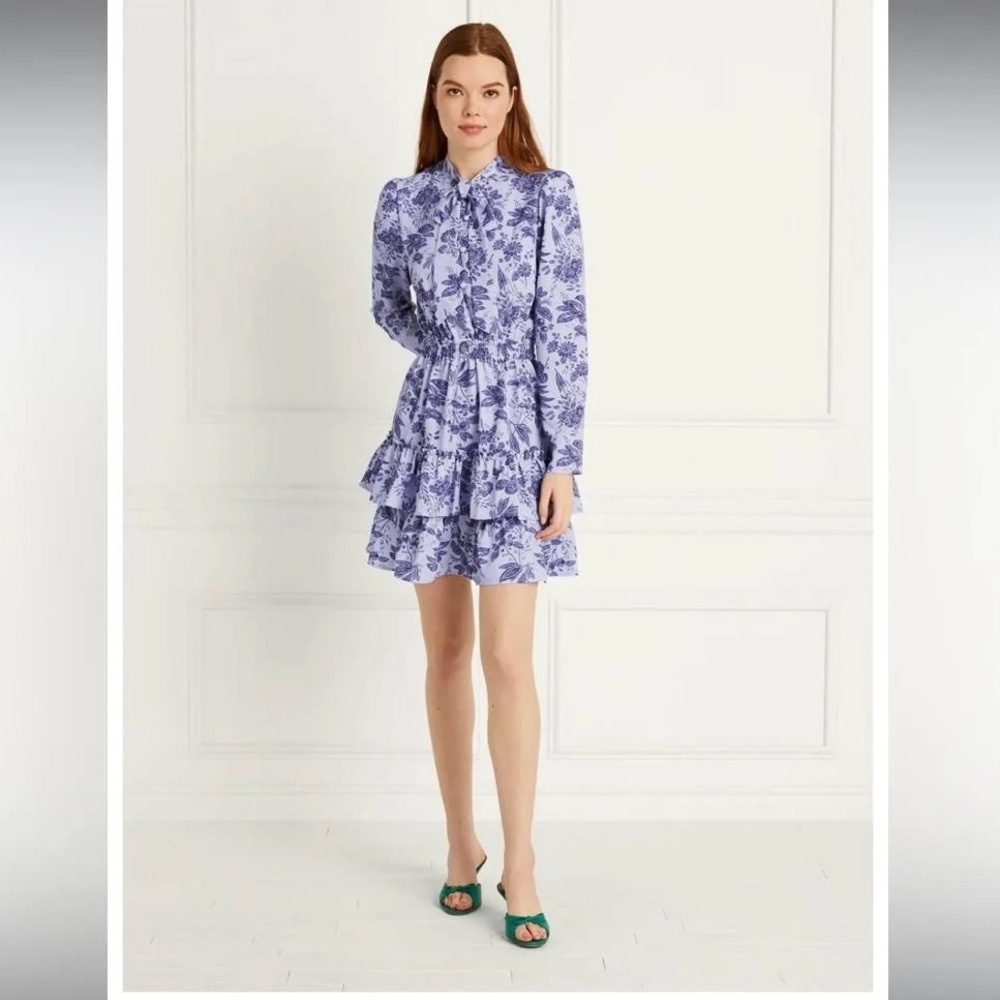 Hill House Lavender Floral Long Sleeve Ruffle Mini Dress